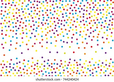 Background with irregular, chaotic dots, points, circle. Festival  pattern with confetti. Colorful. Vector illustration Memphis style Random halftone. Pointillism