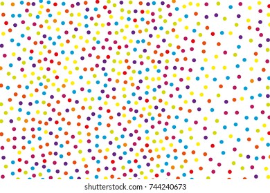 Background with irregular, chaotic dots, points, circle. Festival  pattern with confetti. Colorful. Vector illustration Memphis style Random halftone. Pointillism