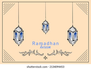 background for Islamic holy month of prayers, Ramadan Mubarak celebration