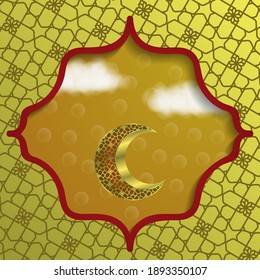 Background islamic ramadan , moon greeting culture arabic festival isolated pattern decoration frame lamp