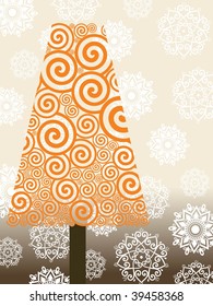background with isolated creative pattern tree, vector illustration