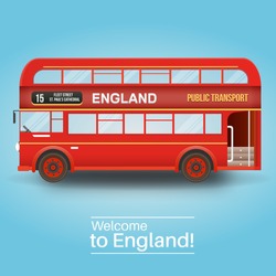 Background With Isolated Double Decker Bus. England, United Kingdom.