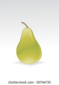 background with isolated glossy pear, vector illustration