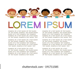 background with isolated image of funny kids. infographics template with children 