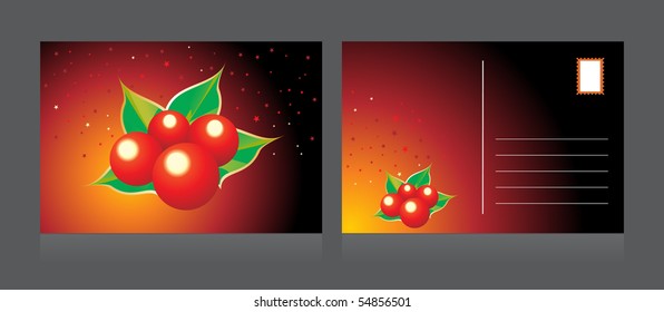 background with isolated merry christmas postcard