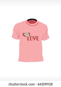 fondo con camiseta de diseño romántico aislado, ilustración vectorial