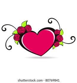 background with isolated rose decorated heart