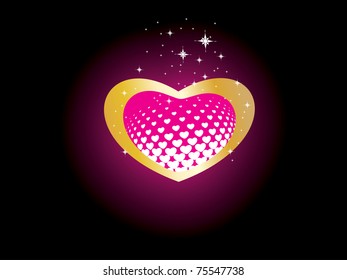 background with isolated twinkle star pink heart,