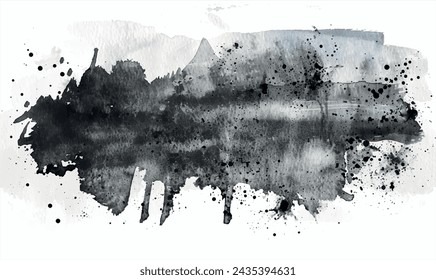 background isolated watercolor shade black ink splat