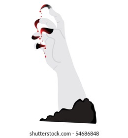 fondo con mano de bruja aislada, gota de sangre