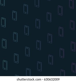 Background with isometric smartphones