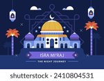 Background Isra Miraj Isolated On White Background. Vector Illustration In Flat Style.