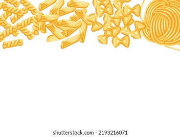 Antecedentes con varias pastas italianas. Imagen culinaria para menús y restaurantes.