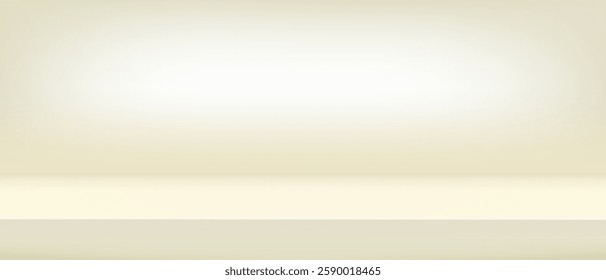 Background ivory shelf studio, pastel beige nude space room tabletop, vector illustration. Limbo countertop backdrop.