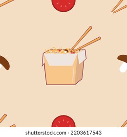 Los fideos japoneses de fondo (udon, soba). Concepto de patrón sin fisuras con comida rápida.