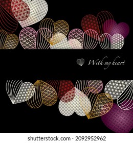 background of Japanese pattern hearts illustration