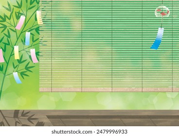 Background of Japanese Tanabata Festival in Japanese porch