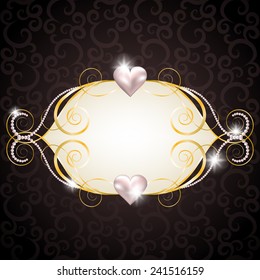 Background with jewelry frame for wedding or Valentines card