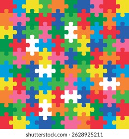 Background with jigsaw puzzle 100 colorful pieces image vector.