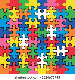 Background with jigsaw puzzle 64 colorful pieces image vector