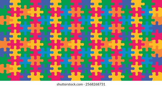 Background with jigsaw puzzle colorful vector image.