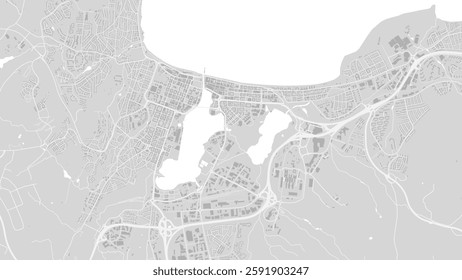 Background Jonkoping map, Sweden, white and light grey city poster. Vector map with roads and water. Widescreen proportion, digital flat design roadmap.