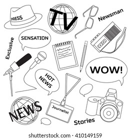 Background with journalism icons