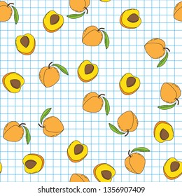 Background with juicy fruits. Fruit seamless pattern. 