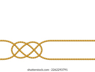 Background with jute rope knots. Nautical, fishing and decorative nodes.