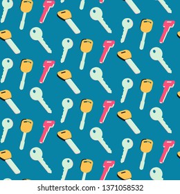 Background key repeating seamless pattern in vintage retro style