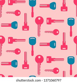 Background key repeating seamless pattern in vintage retro style