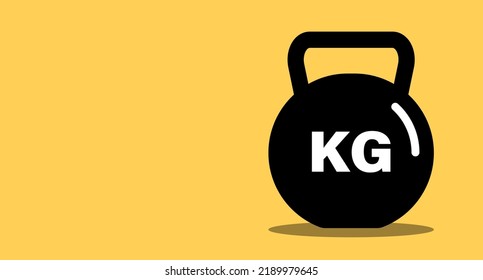 Fondo con KG de timbre y espacio de copia. Entrenamiento y peso muscular. Vector.