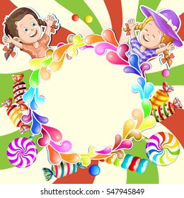 Background with kids and candies