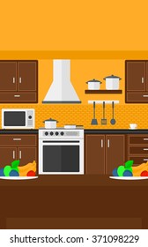 Background of kitchen with appliances.