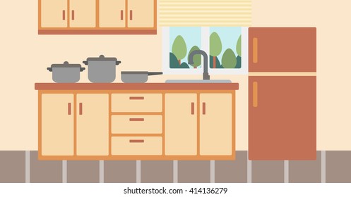 Background of kitchen with kitchenware.