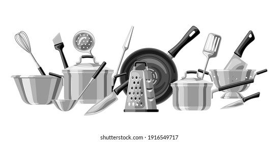 Background with kitchen utensils. Cooking tools for home and restaurant.