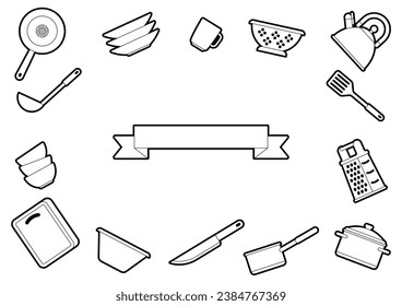 Background with kitchen utensils. Cooking tools for restaurant.