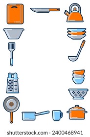 Background with kitchen utensils. Cooking tools for restaurant.