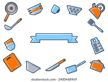 Background with kitchen utensils. Cooking tools for restaurant.