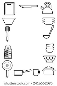 Fondo con utensilios de cocina. Herramientas de cocina para el restaurante.
