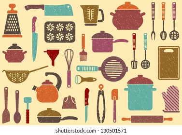 Background with kitchen ware