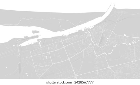 Background Klaipeda map, Lithuania, white and light grey city poster. Vector map with roads and water. Widescreen proportion, digital flat design roadmap.