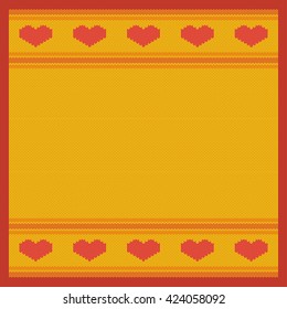 Background of knitted hearts with field for text