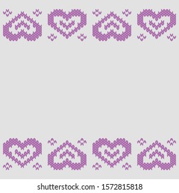 background knitting hearts, pink and light grey color
