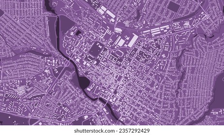 Antecedentes mapa de Kropyvnytskyi, Ucrania, afiche de la ciudad morada. Mapa de vectores con carreteras y agua. Proporción panorámica, hoja de ruta de diseño digital plano.