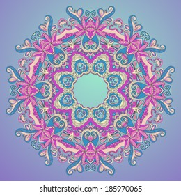 background with lace hand drawn colorful ornament. use as backdrop. Lilac color