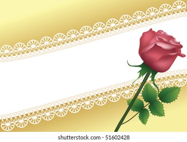 Background with lace and rose. Vector illustration.
