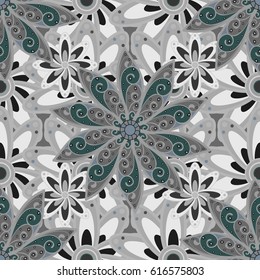 Background. Lace seamless pattern. Anti-stress coloring for adult. Zentangle style. Mandala flower coloring book for adults Vector illustration.