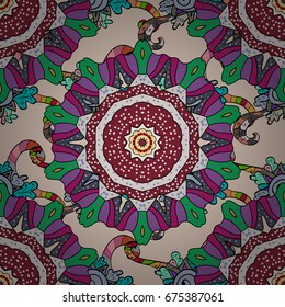 Background. Lace seamless pattern. Anti-stress coloring for adult. Zentangle style. Mandala flower coloring book for adults Vector illustration.