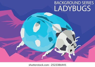 background ladybug at leaf iin invert